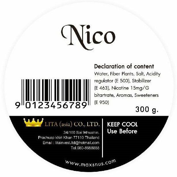 Nico Peppermint White Tobacco Free Nicotine 15mg/g